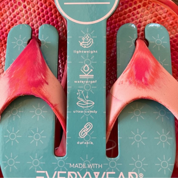 NWT Totes EverydayWear Flip Flops (10) Pink Multi Marble - Picture 3 of 9